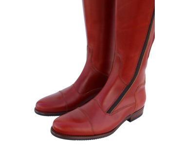 Bota Hípica Cremallera y Elástico Vaqueta Bronce | Suela Vibram