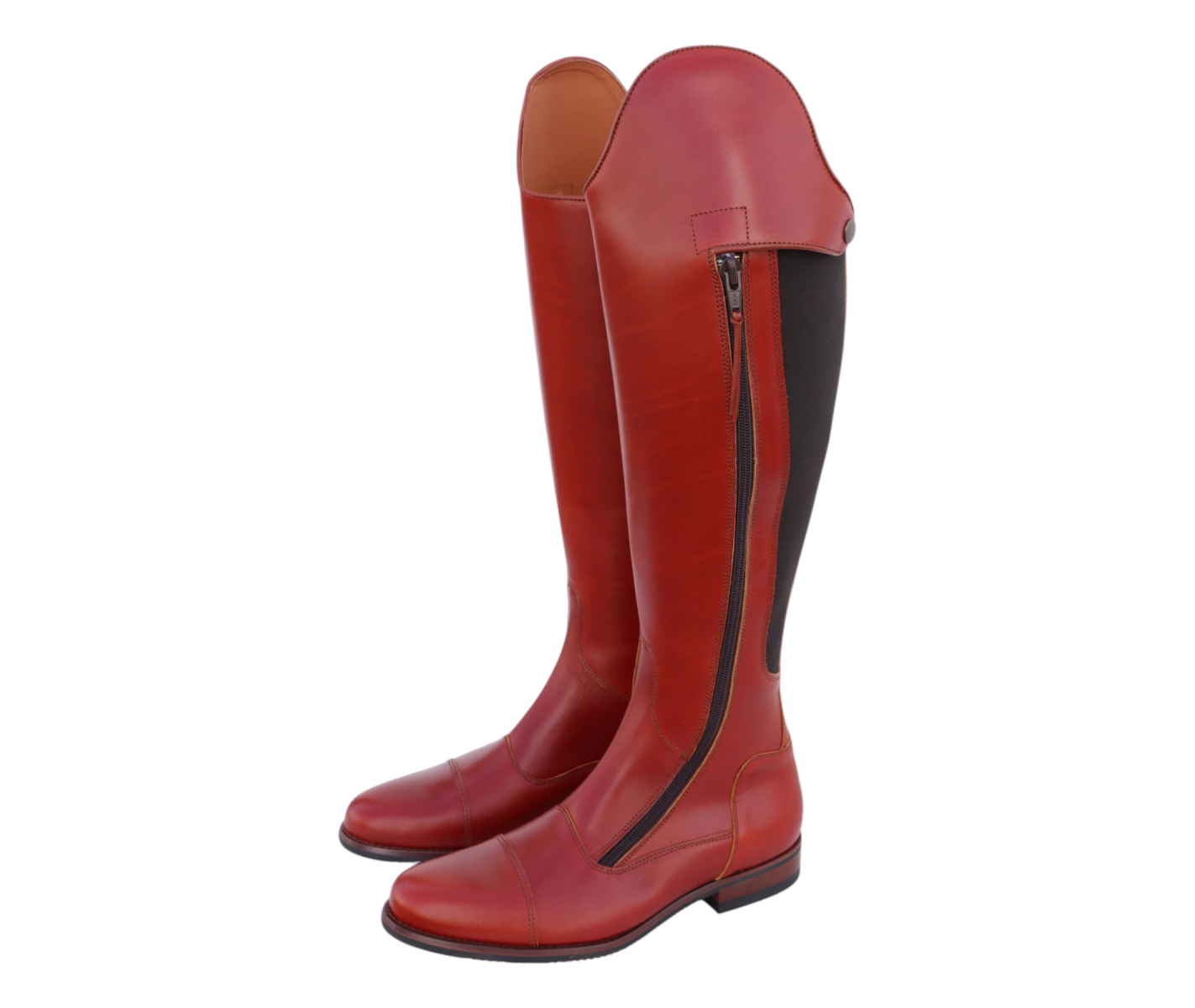 Bota Hípica Cremallera y Elástico Vaqueta Bronce | Suela Vibram