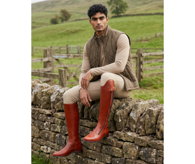 Bota Hípica Cremallera y Elástico Vaqueta Bronce | Suela Vibram