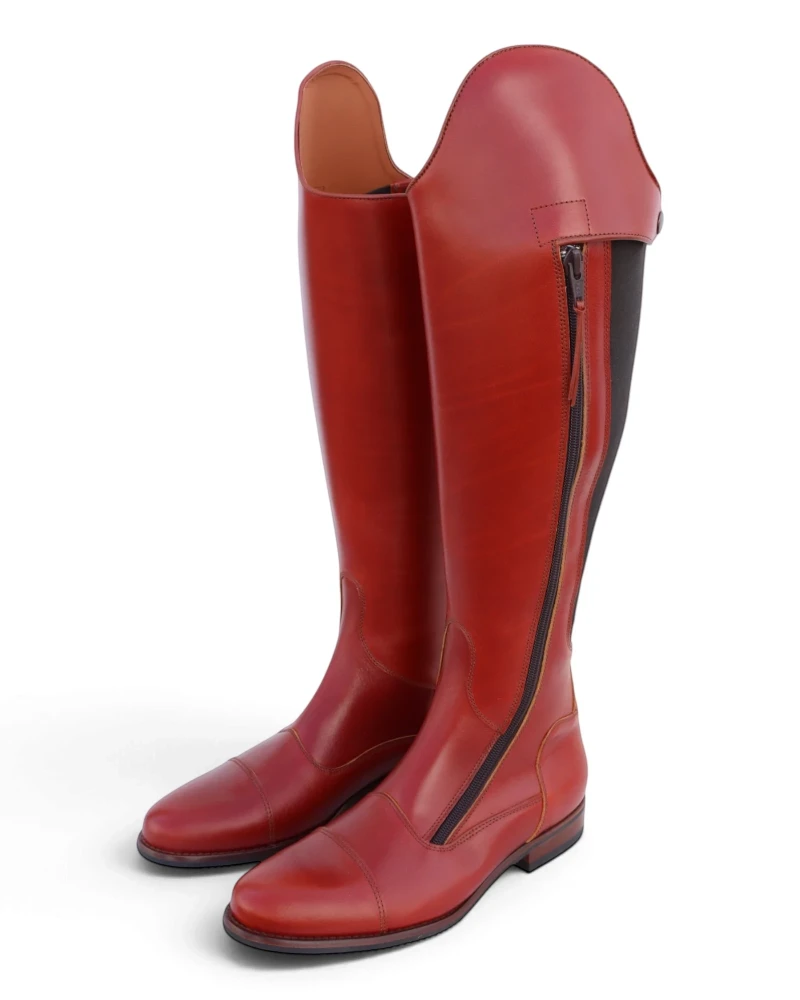 Bota Hípica Cremallera y Elástico Vaqueta Bronce | Suela Vibram