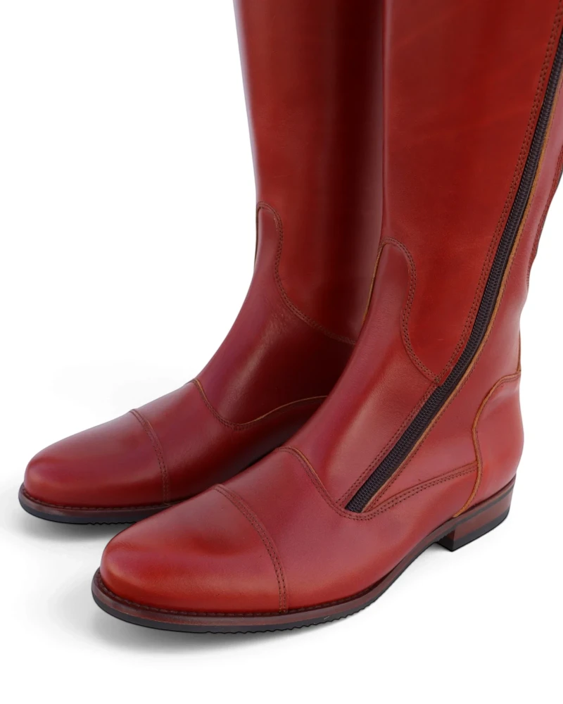 Bota Hípica Cremallera y Elástico Vaqueta Bronce | Suela Vibram