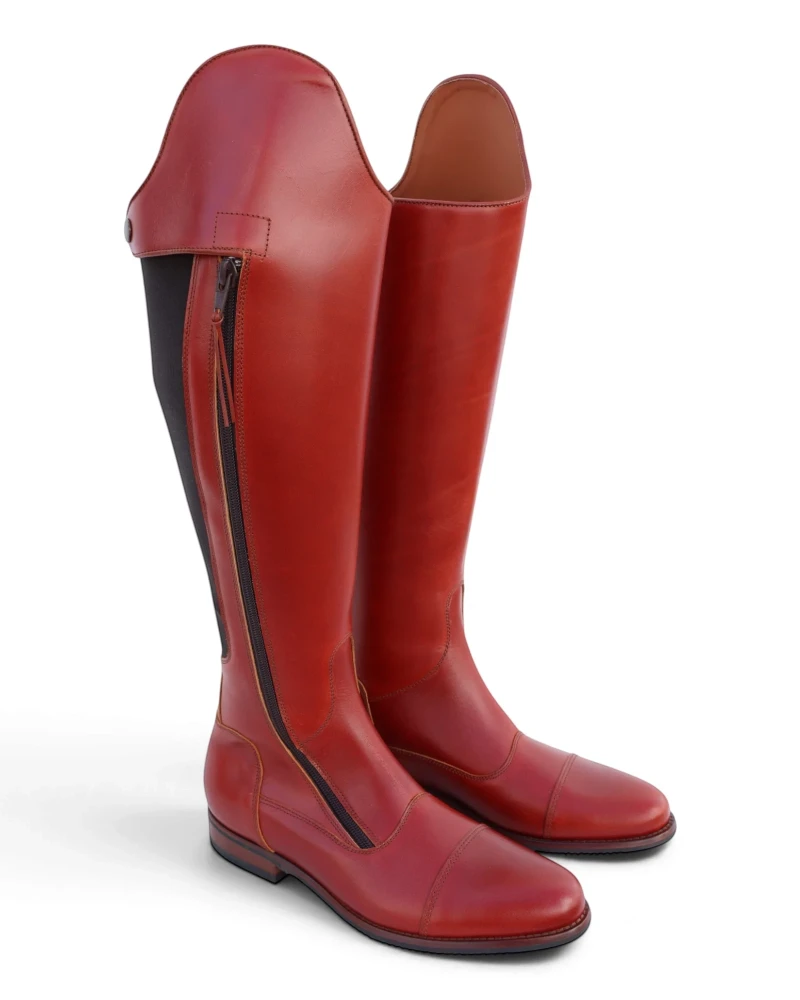 Bota Hípica Cremallera y Elástico Vaqueta Bronce | Suela Vibram