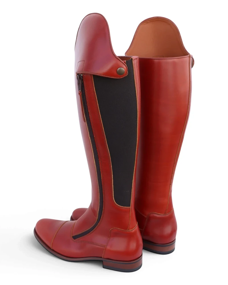Bota Hípica Cremallera y Elástico Vaqueta Bronce | Suela Vibram