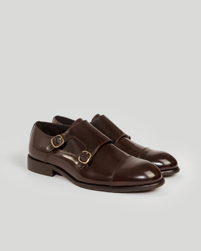Zapato Monk Strap Cuero Brillante