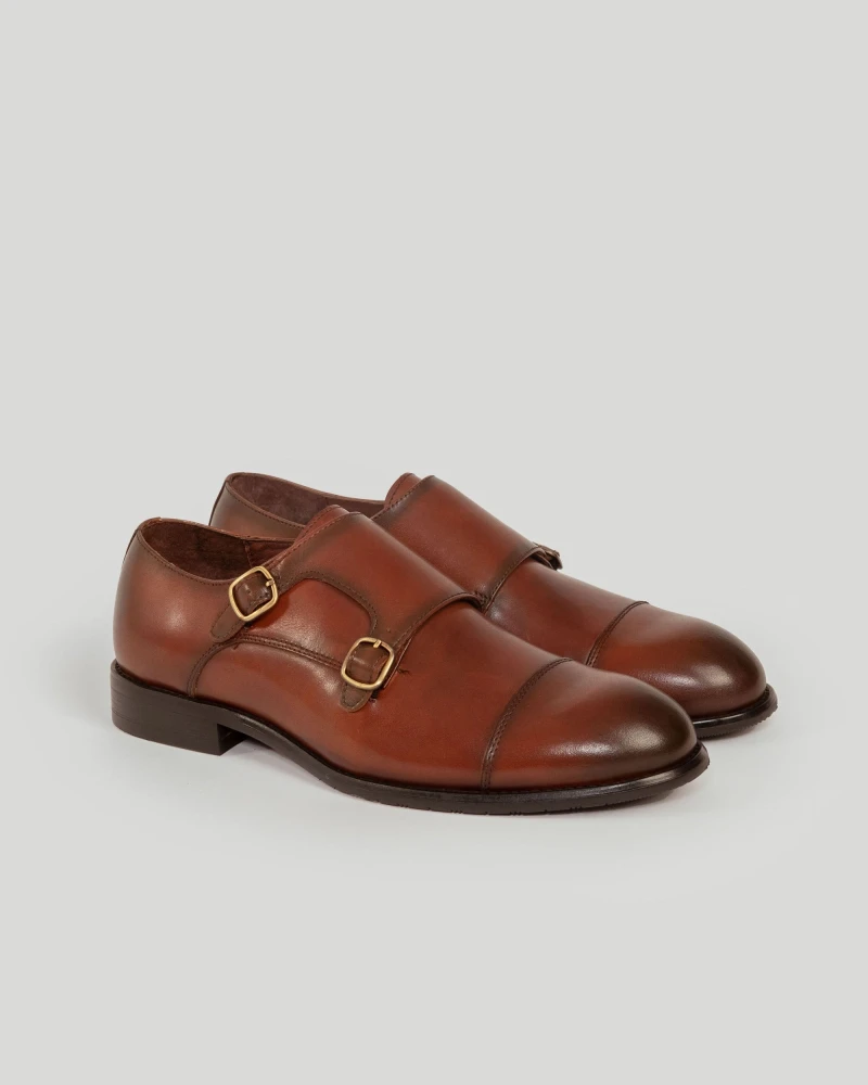 Zapato Monk Strap Cuero Brillante